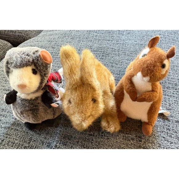 Set Of 3 Plush Animals -Douglas Possum With Scarf &  Squirrel,  Gund Mini Bunny - Picture 1 of 14